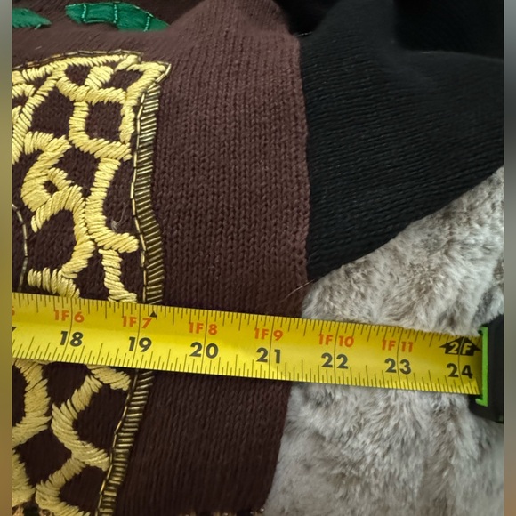 Victoria Jones VTG Jungle African Safari Animal Beaded Embroidered Sweater LG - Picture 15 of 15